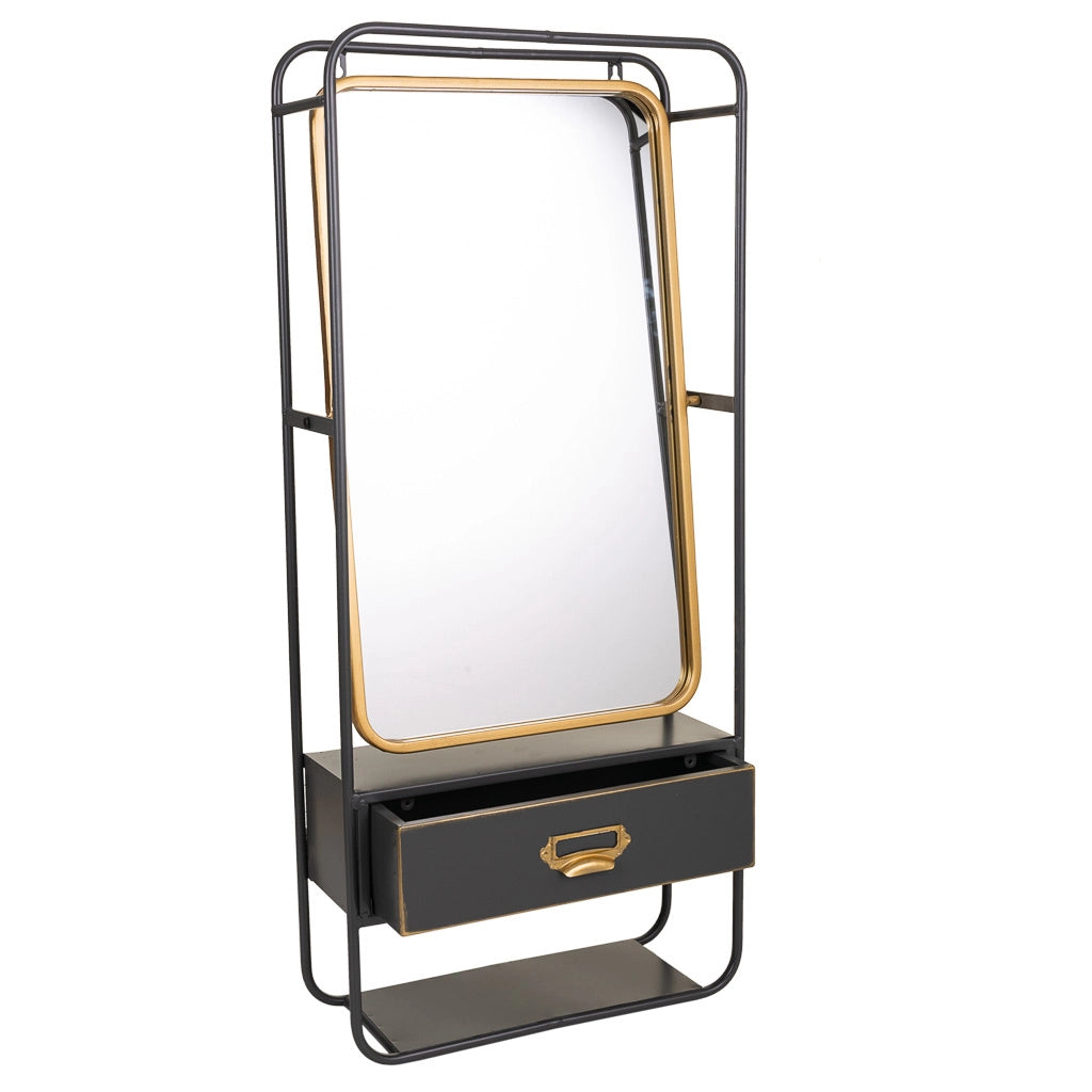 Specchio da parete in metallo nero 40x15x90h