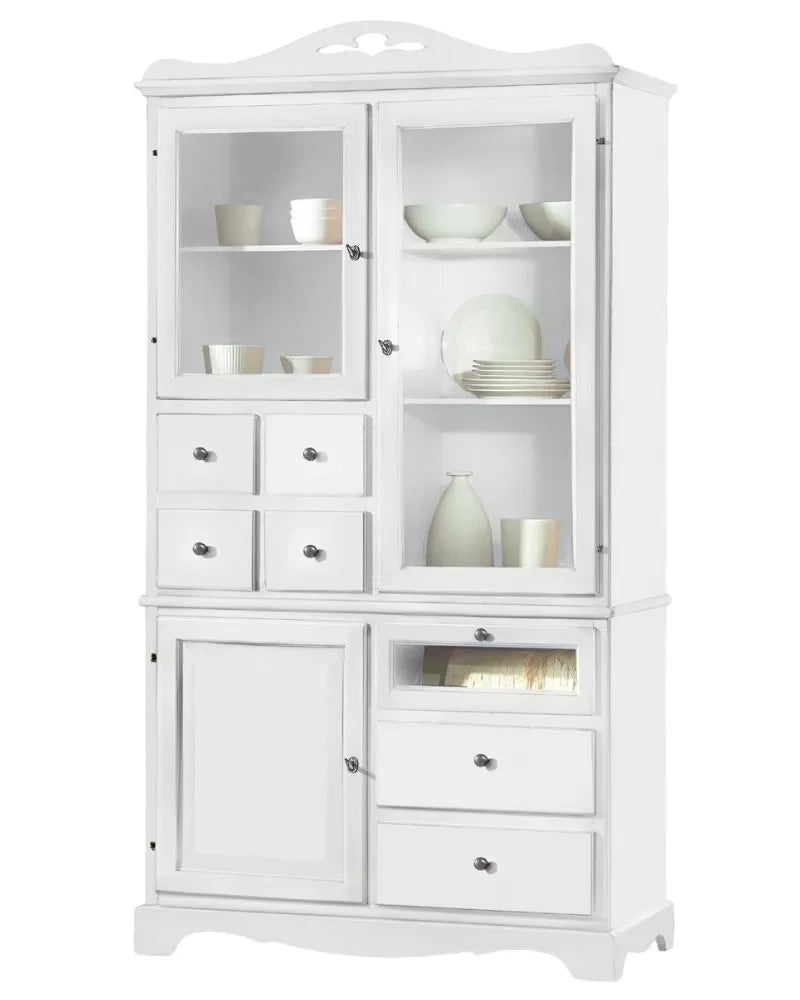 Dispensa 3 ante 7 cassetti laccato bianco opaco 120x52x220 (1242) - Mobili 2G