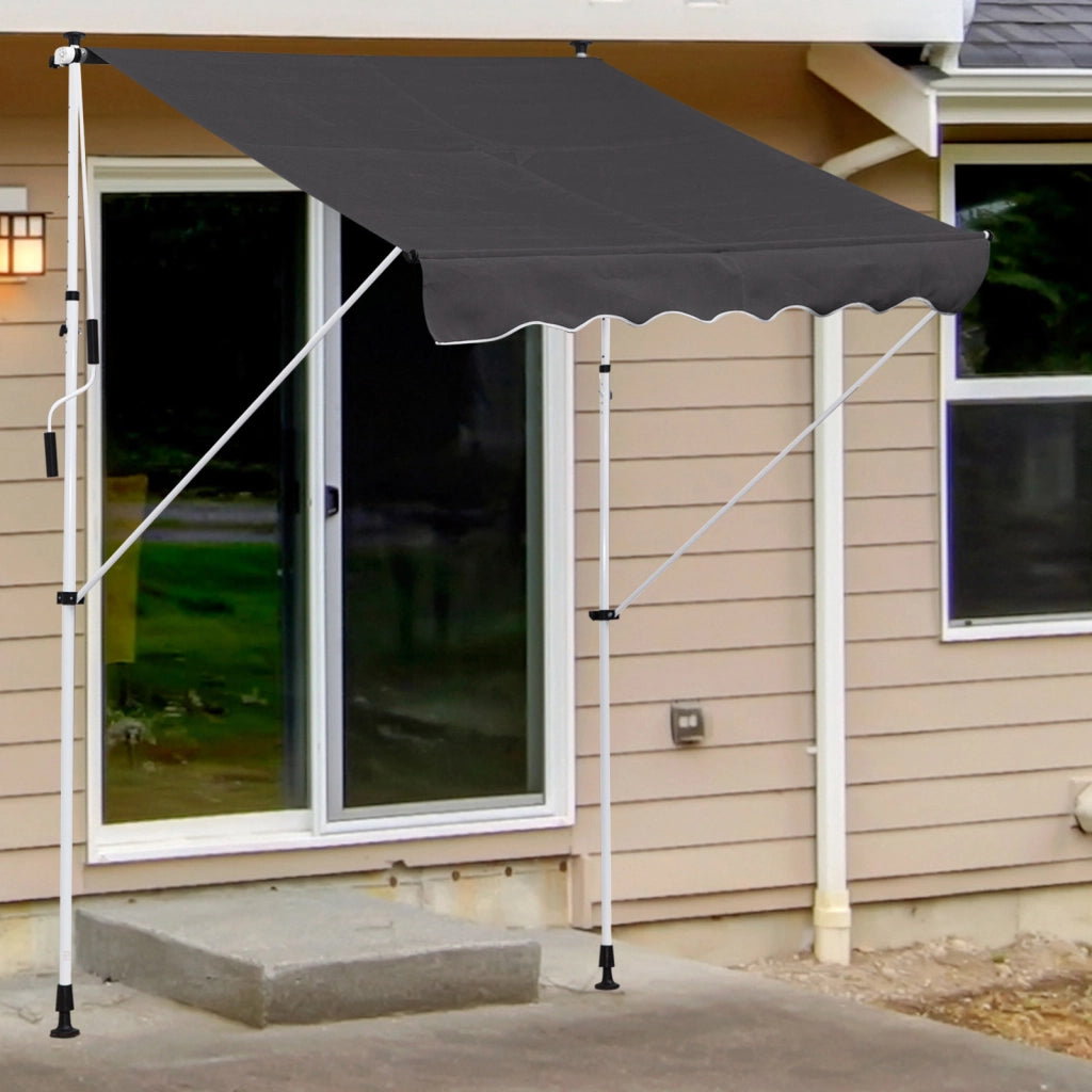 Toldo Manuale Retrattile per Balcone e Terrazzo ¨C zephmum ¨C Grigio 200x150x170-280 cm