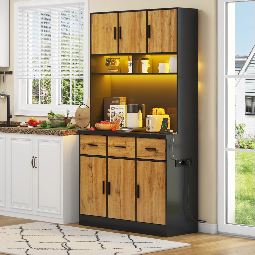 Mobile cucina 100x40x180 cm con LED, prese USB e cassetti