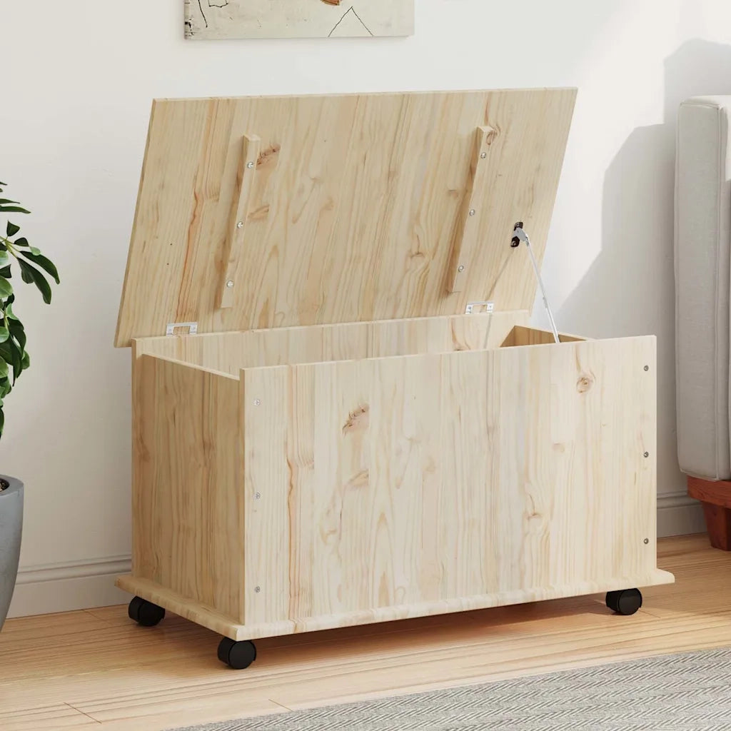 Cassapanca con Ruote-Baule-Armadietto contenitore ALTA 73x39,5x43 cm Legno Massello di Pino