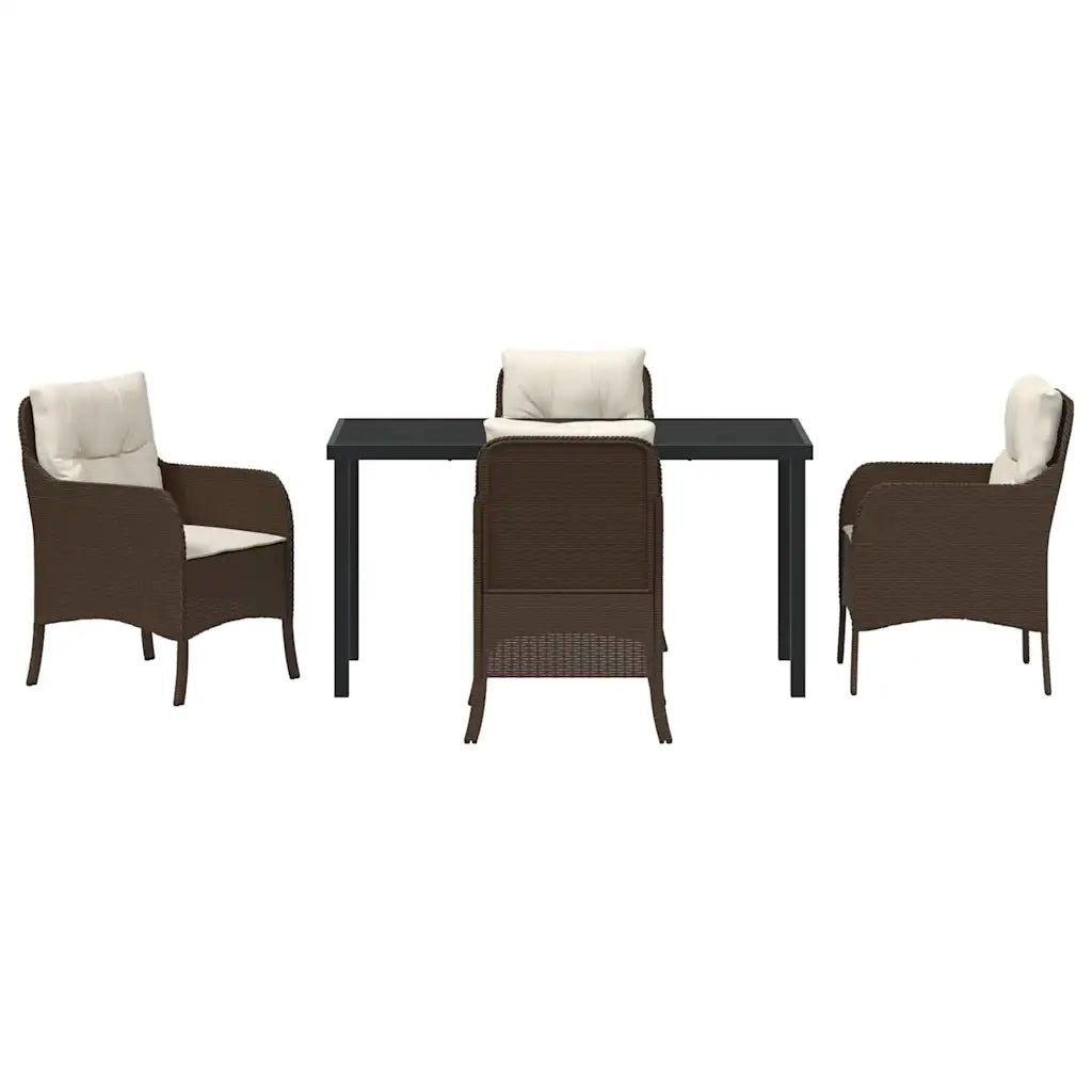 Set da Pranzo per Giardino con cuscino 5 pcs Marrone polyrattan 3380157