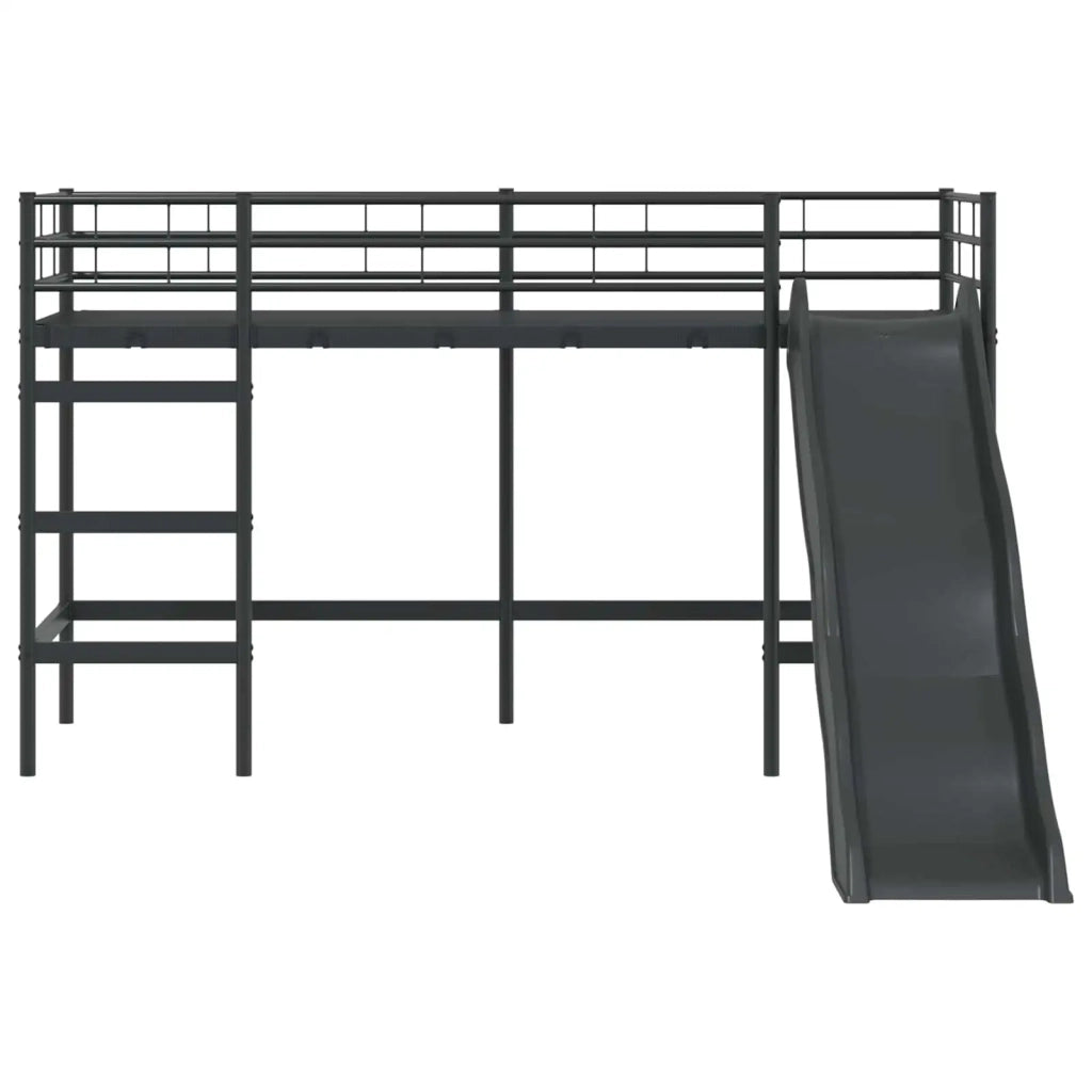 Letto loft per bambini con scivolo Nero e antracite 75 x 190 cm