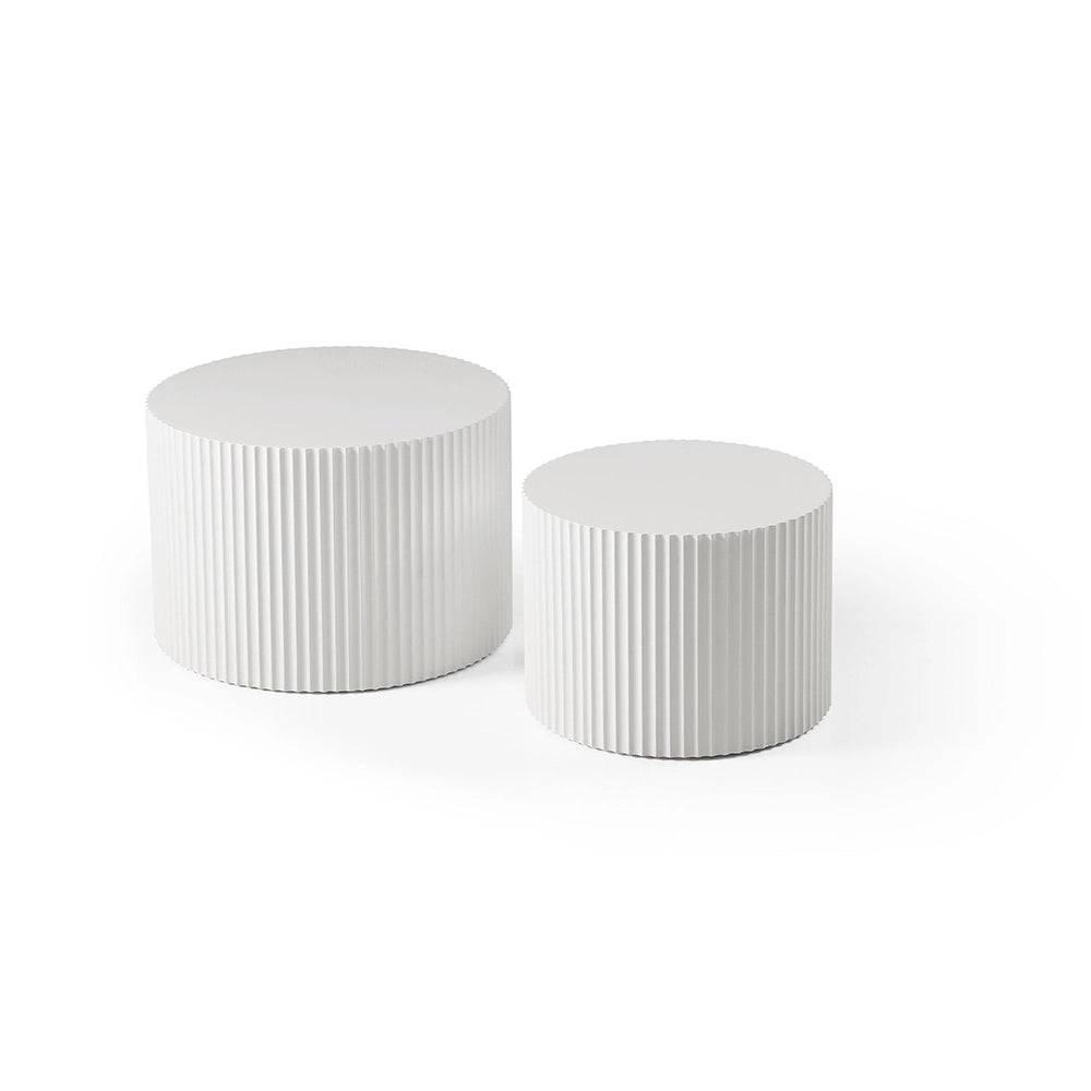 Set di tavolini moderni - Xylo - 60*40+48*35 - Bianco opaco - Bordo ondulato design impilabile