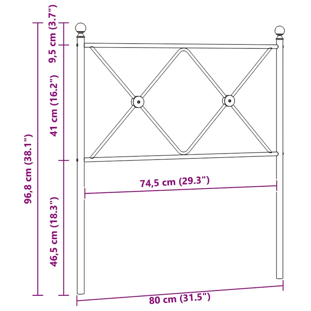 Testiera in Metallo Bianco 75 cm