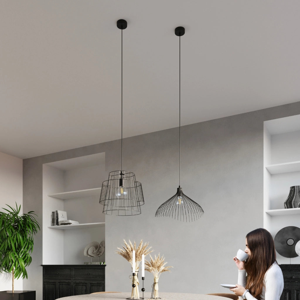 Lampada a sospensione PORTAL nera metallo E27 Pure Lume