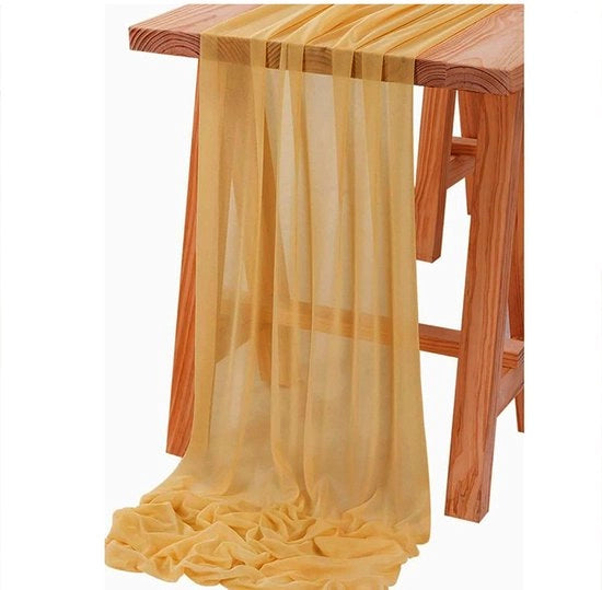 Tela da passeggiata in chiffon per Pasqua e primavera boho rustico 75x600cm per matrimoni tenda di doccia trasparente decorazioni in oro.
