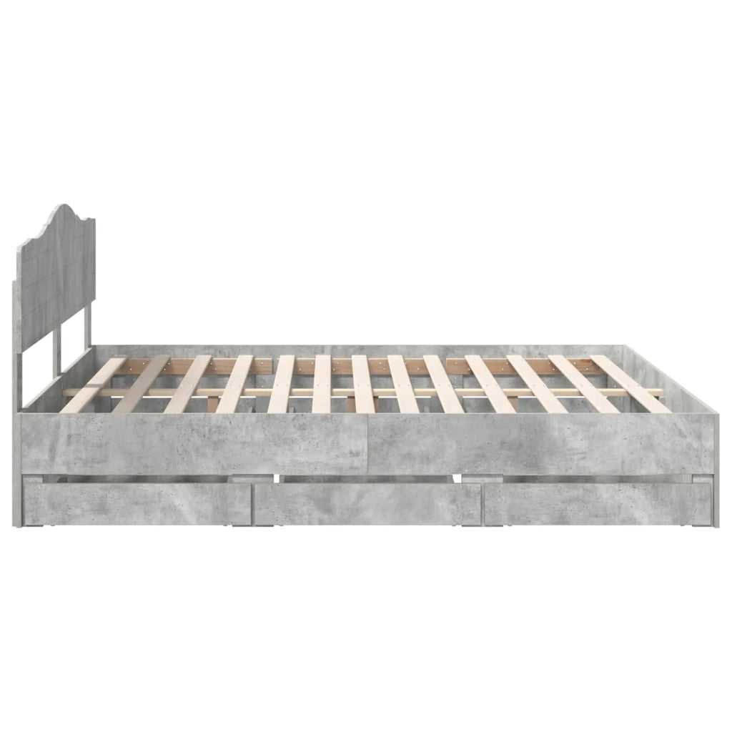 Struttura del letto con cassetto Grigio cemento 200 x 200 cm 3412973