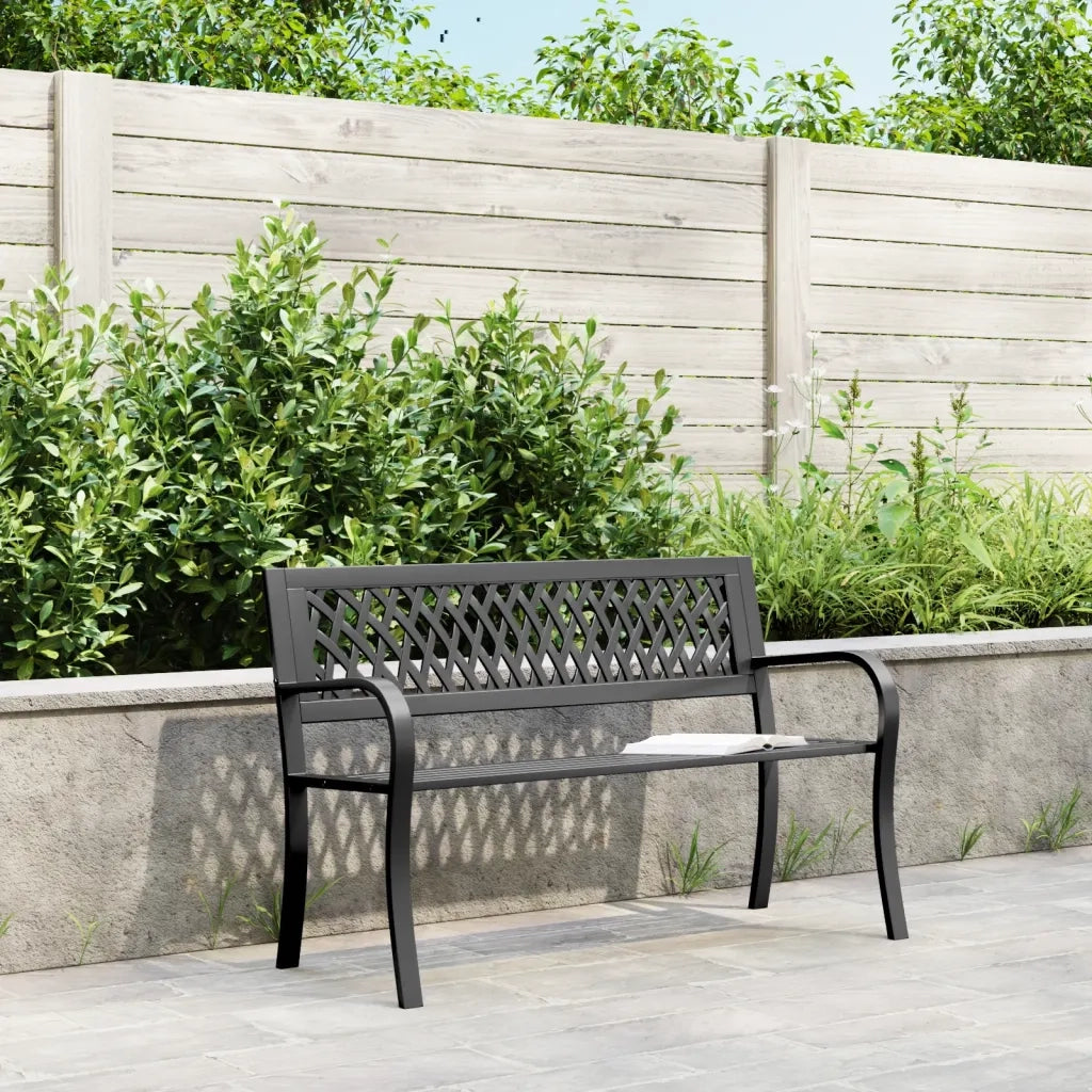 Panchina da Giardino | Panca da Giardino Nera 120 cm Acciaio