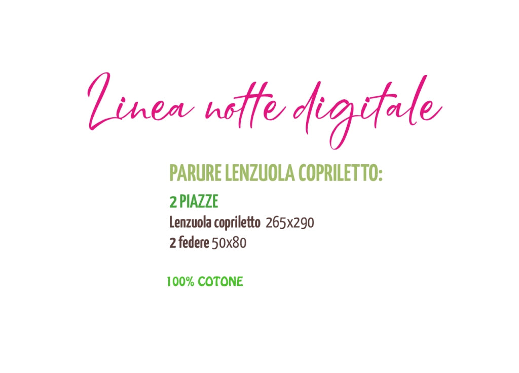 Parure Lenzuola Copriletto Digitale Estate Letto Matrimoniale Cotone Giugno