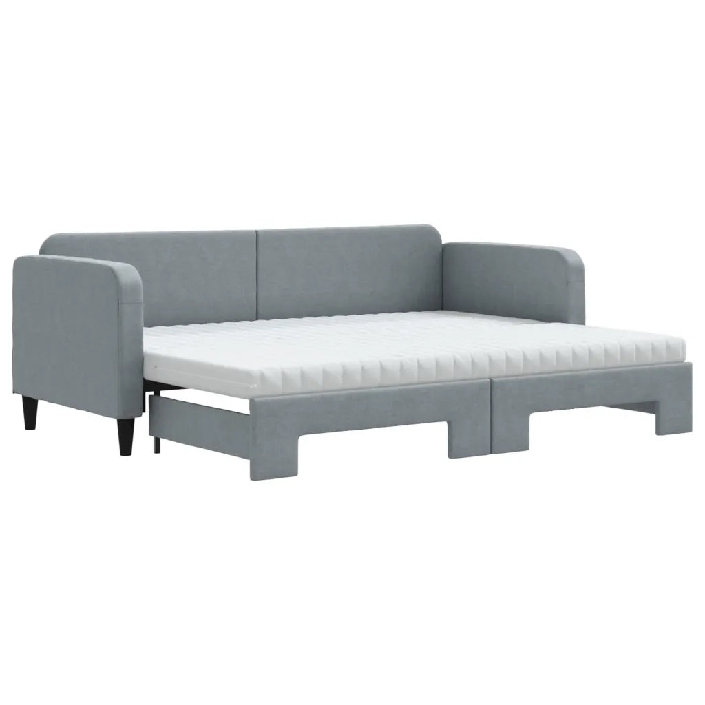 Divano Letto Estraibile Materassi Grigio Chiaro 80x200 Tessuto 3196829