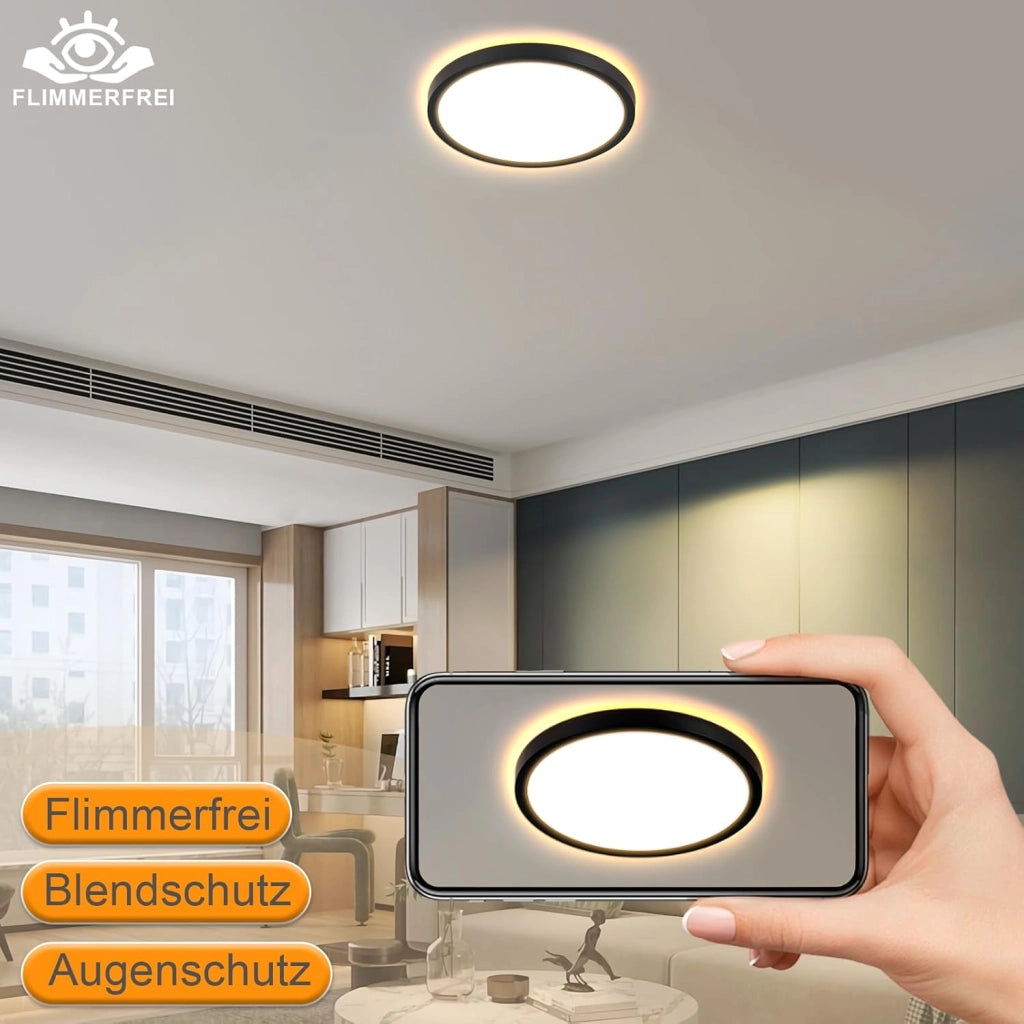 ZMH Lampada da soffitto plafoniera LED minimalista 22 cm 18W dimmer per soggiorno cucina