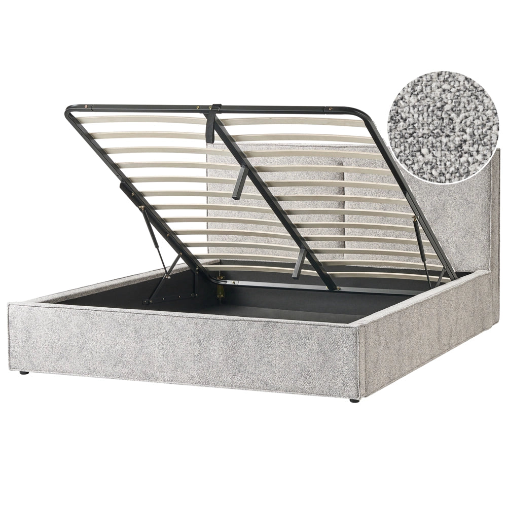 Letto king size 180 x 200 cm Bianco/Nero Rivestimento in Velluto elasticizzato con contenitore Telaio a doghe Camera da letto moderna contemporanea