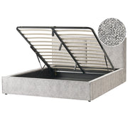 Letto king size 180 x 200 cm Bianco/Nero Rivestimento in Velluto elasticizzato con contenitore Telaio a doghe Camera da letto moderna contemporanea