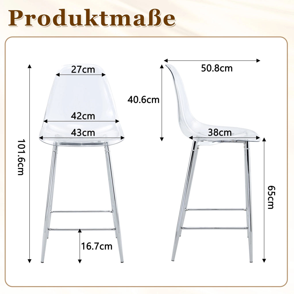 Set di sgabelli trasparenti con struttura in metallo