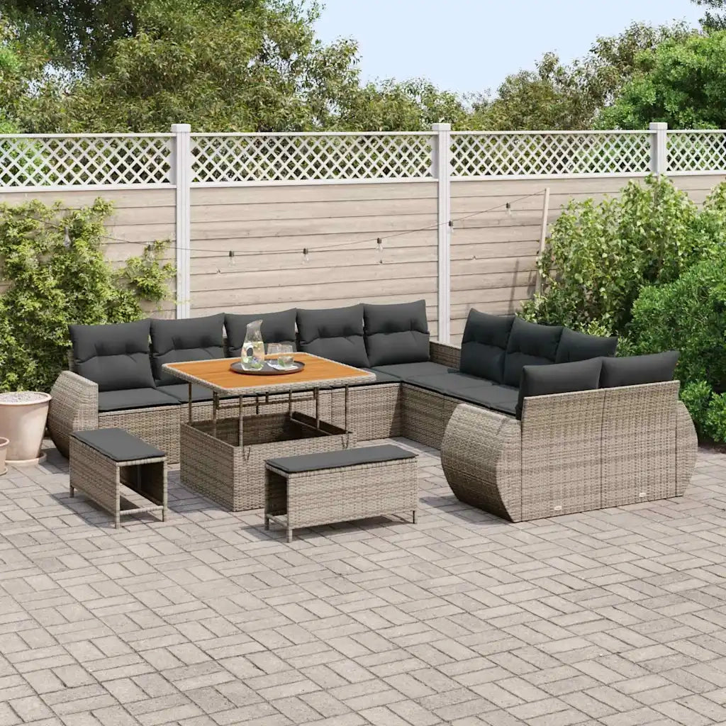 Set Divano da Giardino 13 pcs Grigio polyrattan