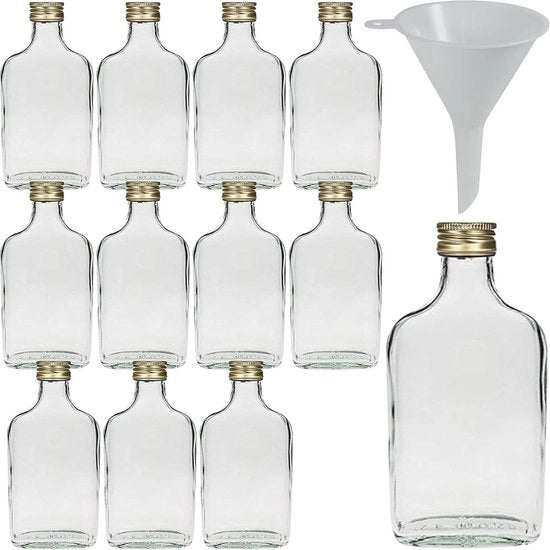 Fusti di vetro mini con cappuccio a vite per riempimento personalizzato - 12 x 200ml
