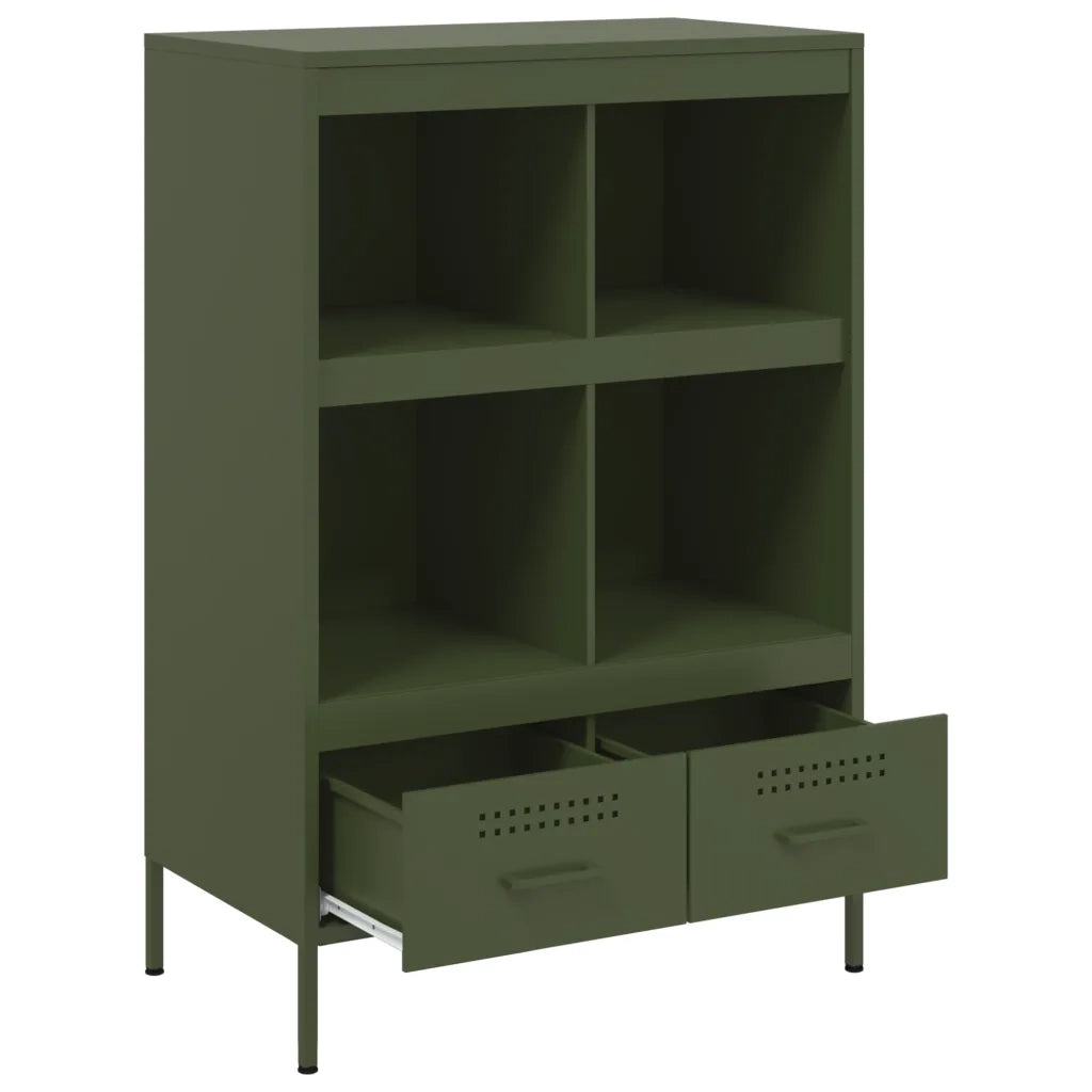 Credenza-Buffet-Armadio da cucina Verde Oliva 68x39x101,5 cm in Acciaio 913451