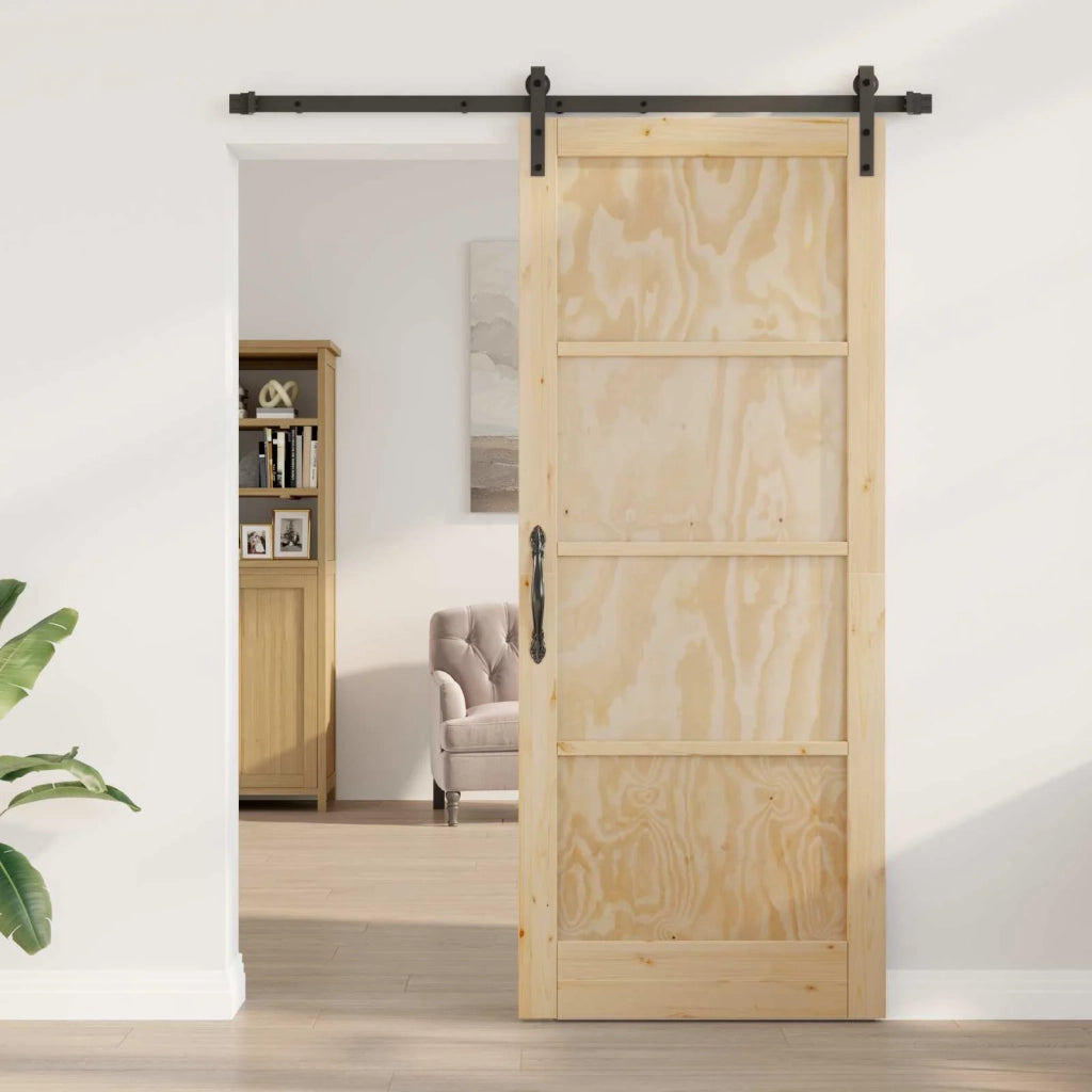 Porta scorrevole Naturale 86 x 211 cm Legno Massello di Pino