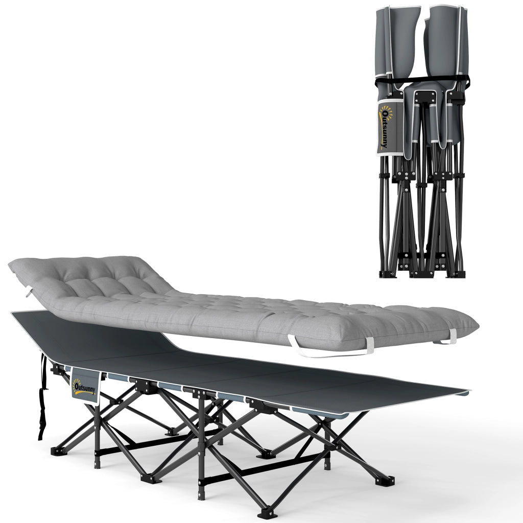 Letto da campeggio pieghevole con materasso ¨C zephmum ¨C grigio chiaro 185x68x37 cm
