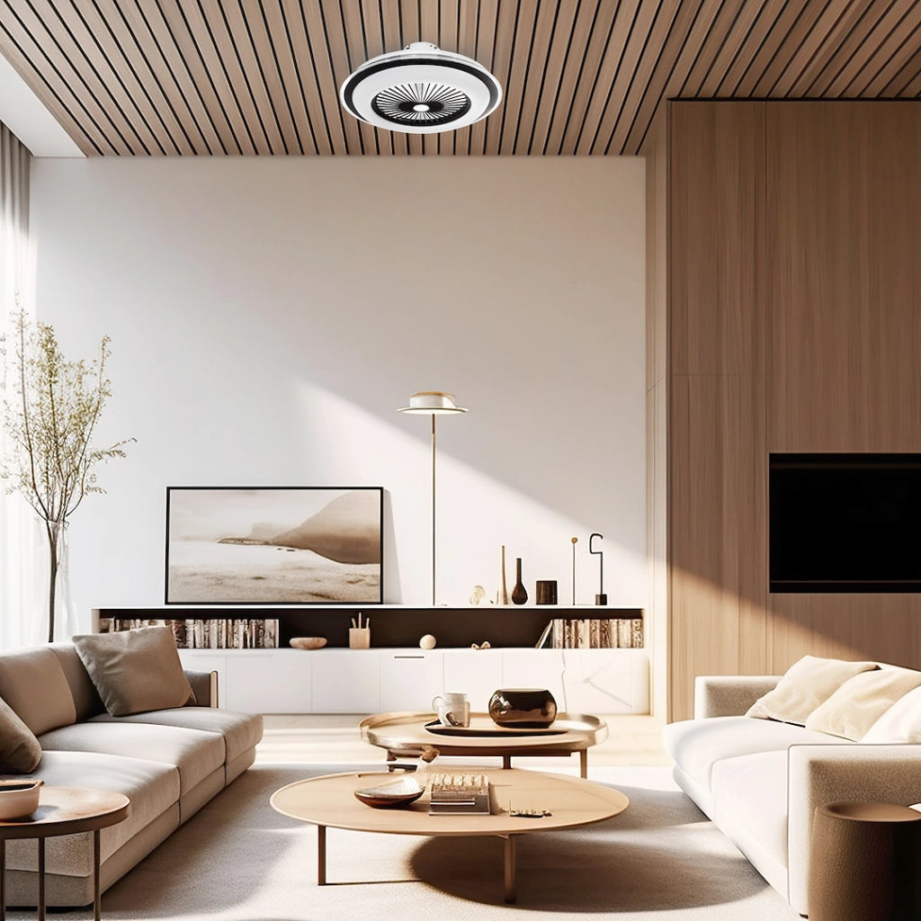 Plafoniera ventilatore Ø60 nero/bianco LED48W CCT Zephyr Milagro