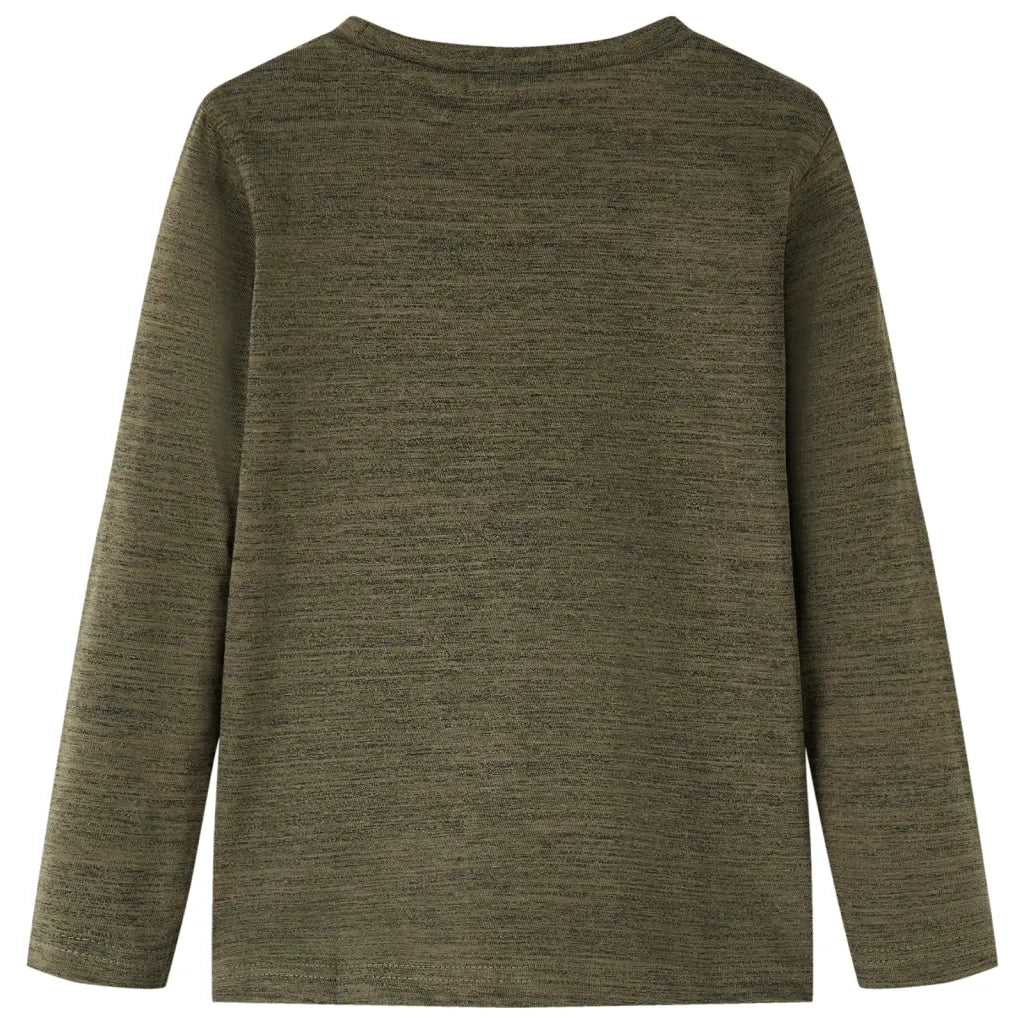 Maglietta Bambino Maniche Lunghe Cachi Scuro Mélange 92 13249