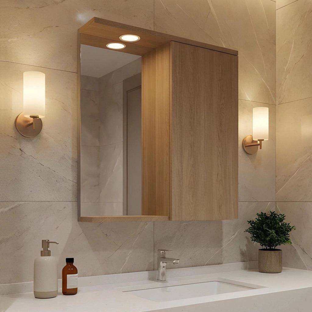 Mobile da bagno con specchio "Purus 55" - 56 x 18 x 68 cm - Rovere Sonomo