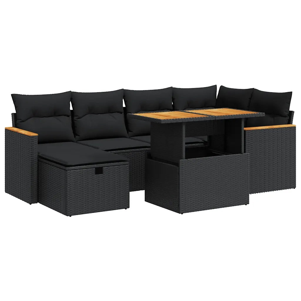 vidaXL Set Divani da Giardino con Cuscini 8 pz Nero in Polyrattan