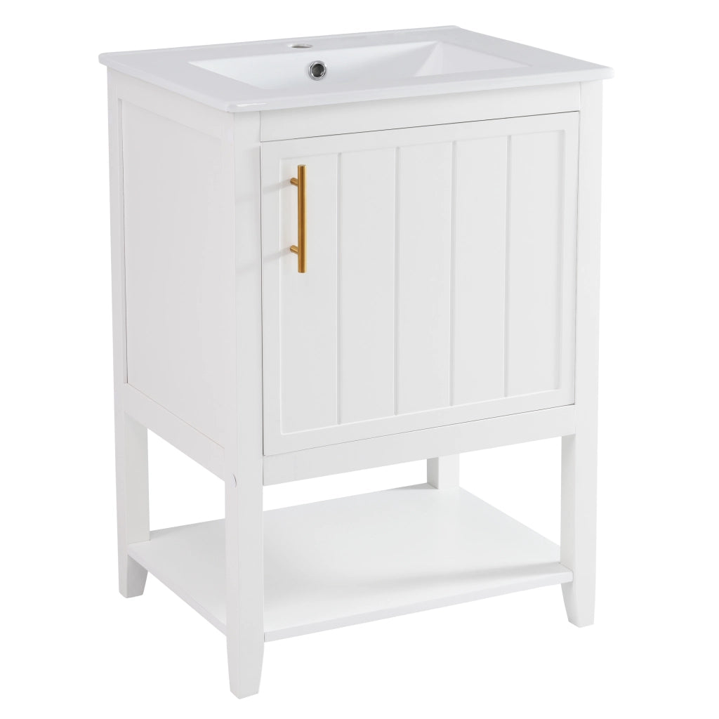 Mobile Sottolavabo 60 cm con Lavabo in Ceramica e Ripiano ¨C MINIMAL ¨C Bianco