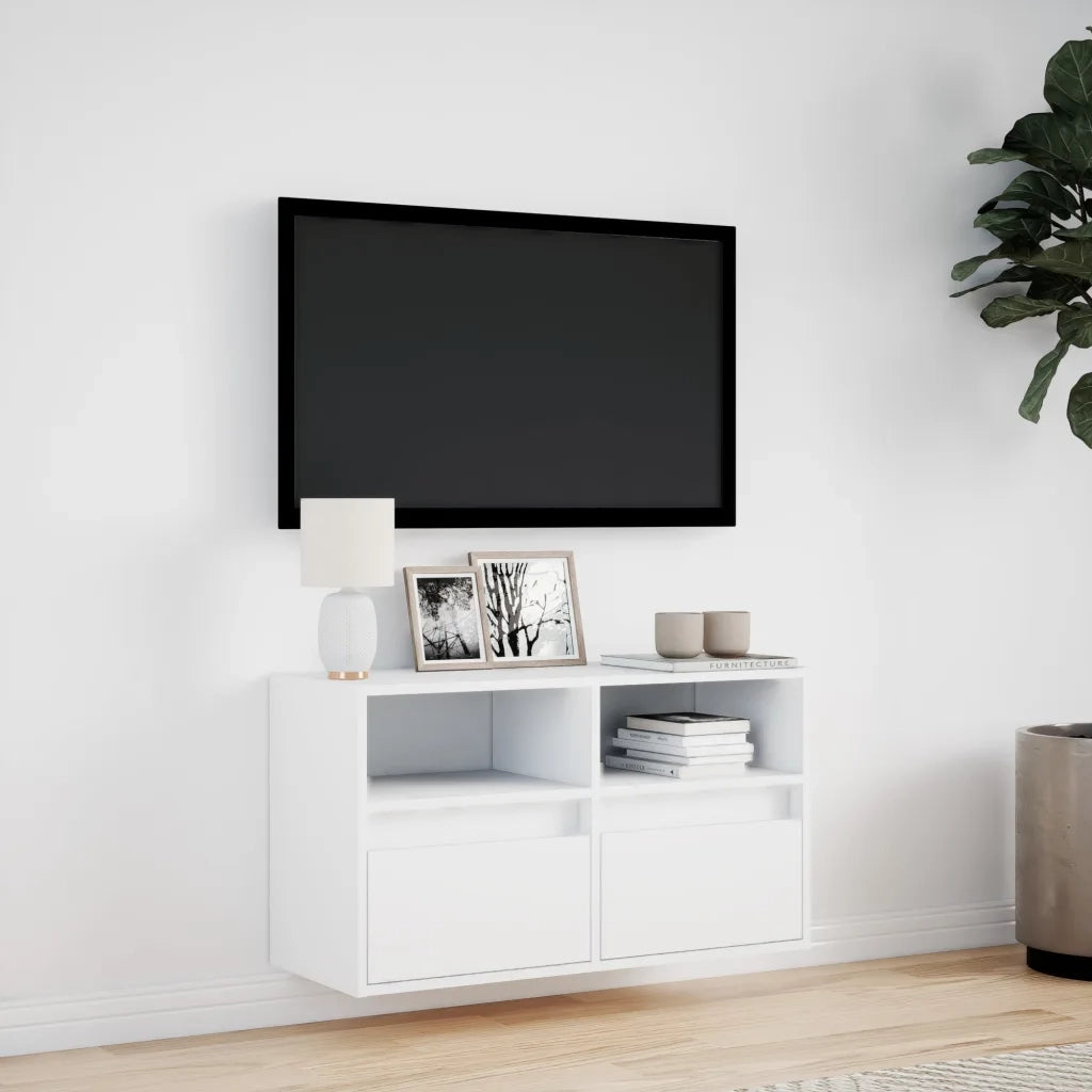Mobile TV a Parete con Luci LED Bianco 80x31x45 cm