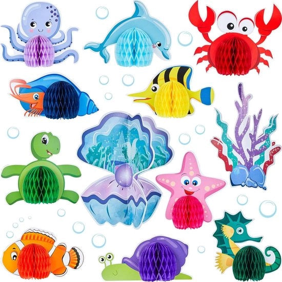 Set di decorazione per tavolo a tema oceano con cella di miele - 12 pezzi