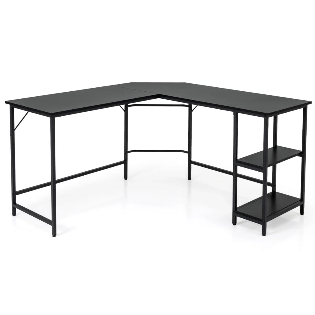 Scrivania per computer a L 138 x 50 x 75 cm con pratico spazio di archiviazione design MDF nero 20_0010921