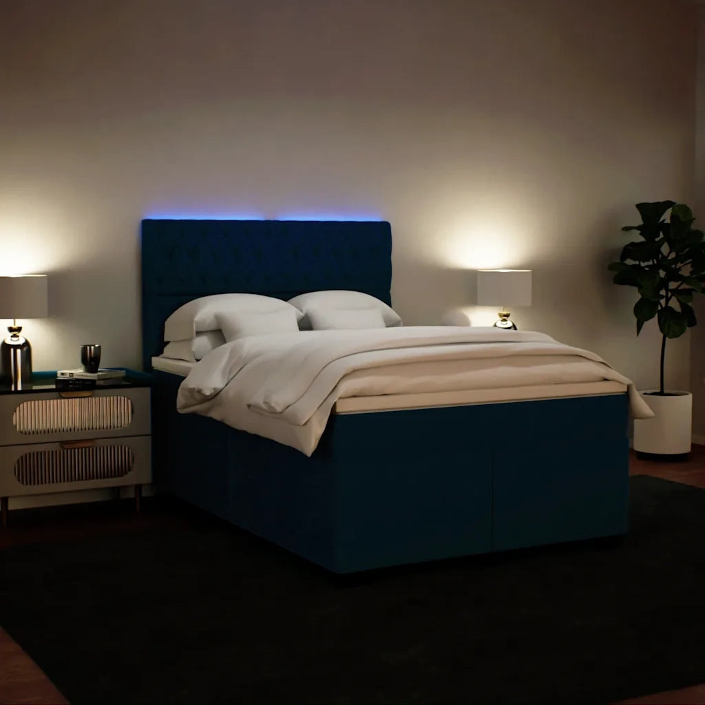 Giroletto a Molle con Materasso Blu 140x200 cm in Velluto