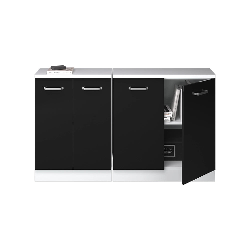 Set di mobili sottotetto Rion Nero lucido/Bianco 140 cm Set di 2 carcasse armadio profondità 60 cm Vicco