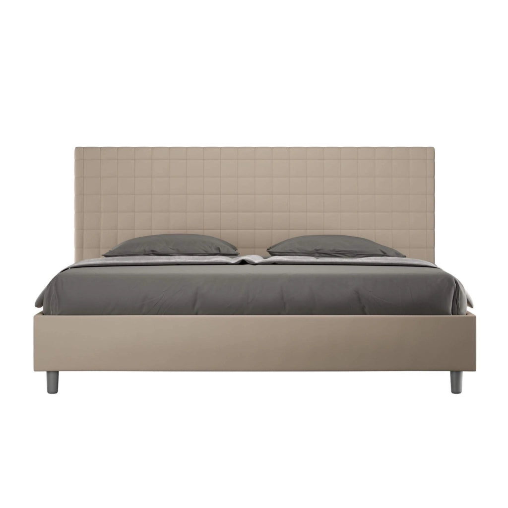 Letto con rete imbottito 180x210 similpelle tortora Sunny