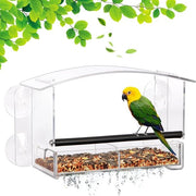 Casa alimentatore per uccelli in plastica acrilica con fori di drenaggio e ciotola per semi rimovibile, Casa alimentatore per uccelli con morsetti forti, Casa alimentatore per uccelli per giardino