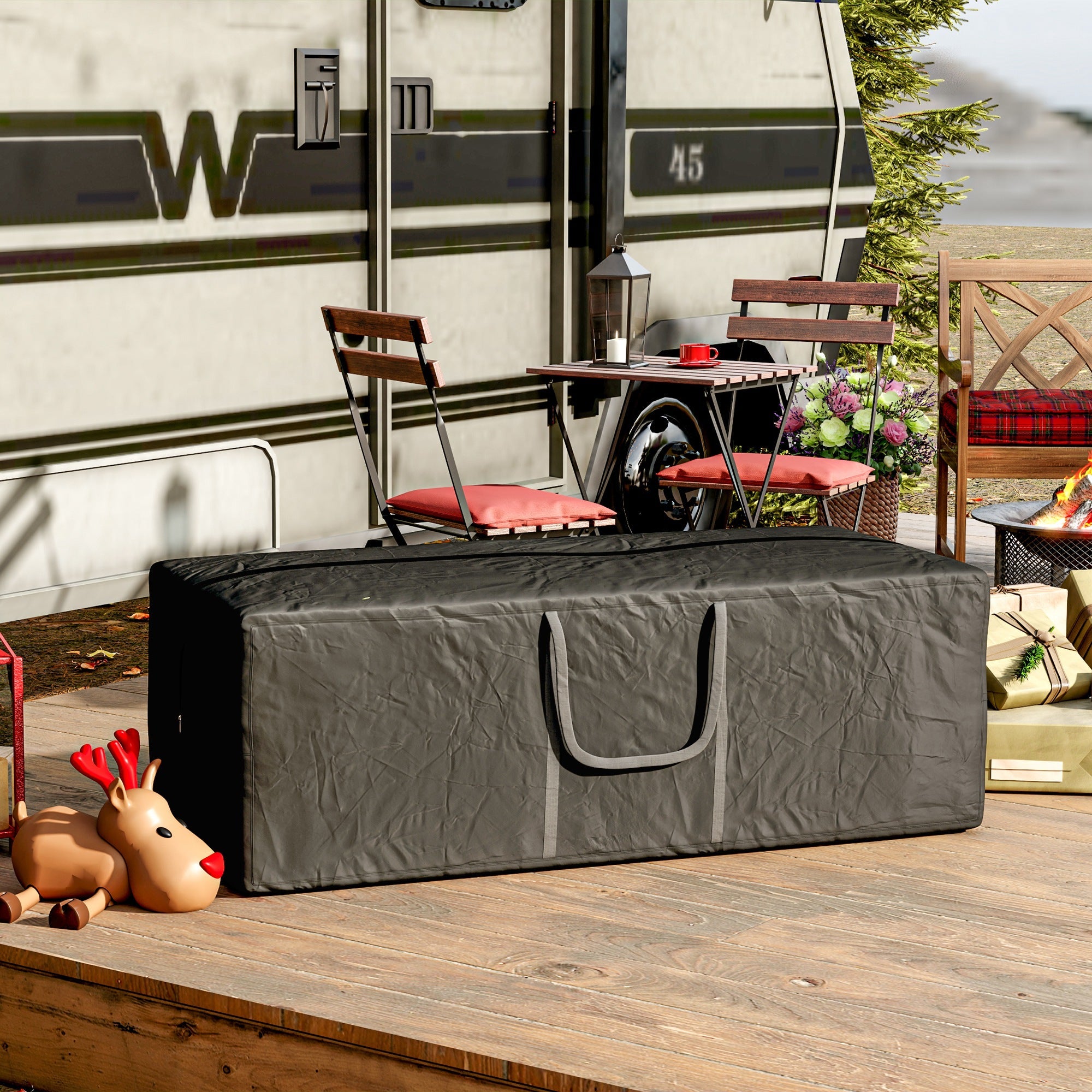 Custodia per Albero di Natale da 840L Impermeabile e UV30+ Tessuto Oxford 600D Nero