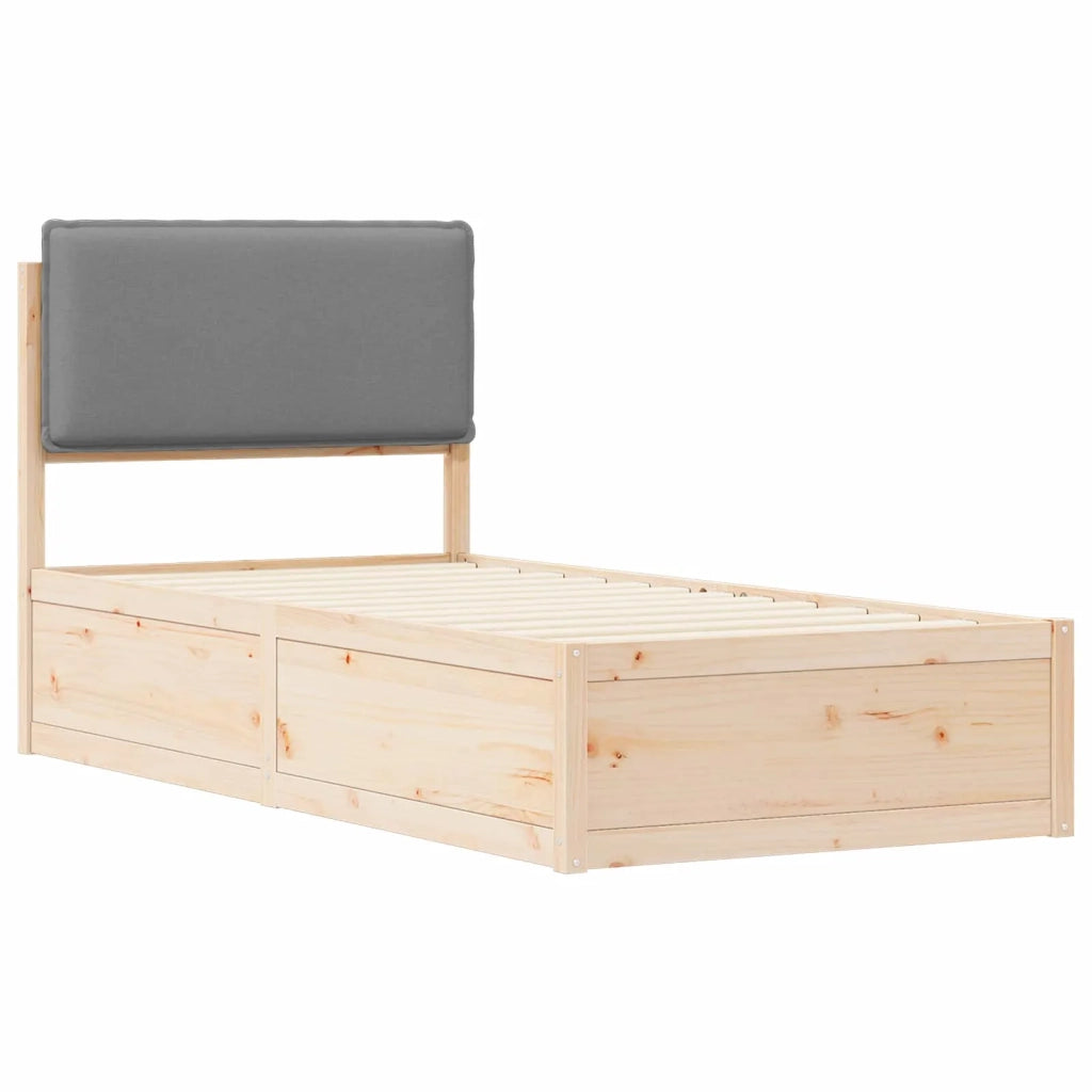 Letto con Testiera Rivestita Grigio chiaro 75 x 190 cm