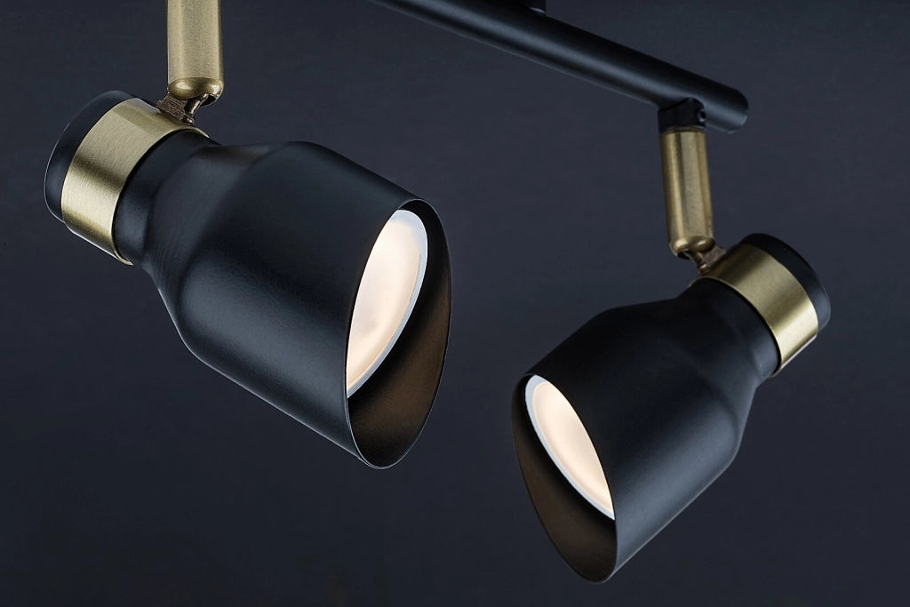 Plafoniera nera oro 2 faretti orientabili GU10 Lilou Rabalux
