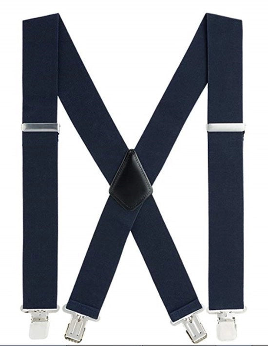 Cinturoni per uomini con cinture larghe, una cintura superelastica e 4 clip X rafforzate - regolabile fino a 120 cm. Blu