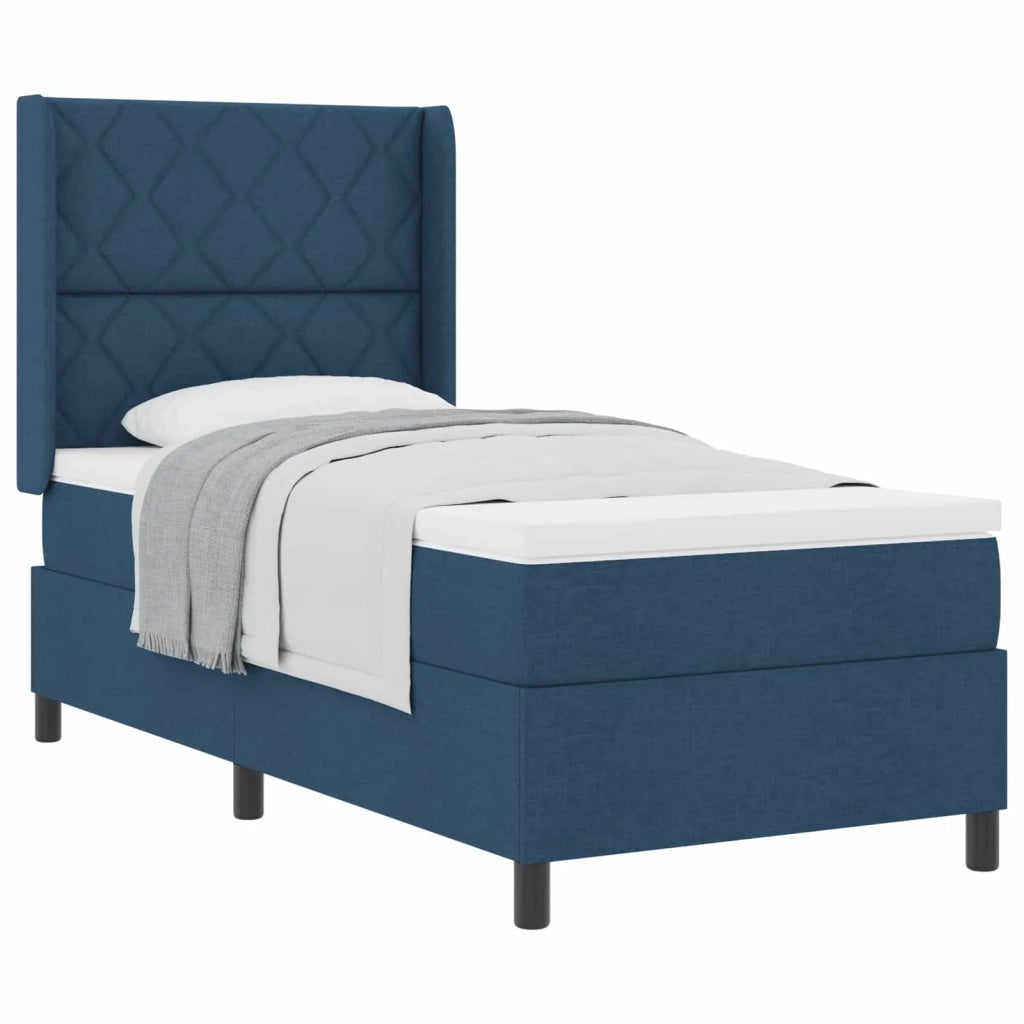 Letto a molle con cuscino con testiera Blu 200 x 90 cm Tessuto 3341692