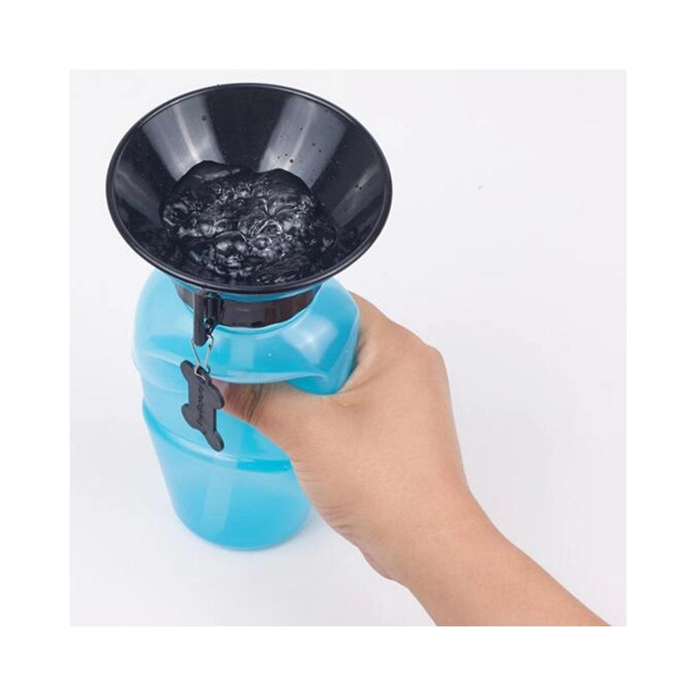 Trade Shop - Bottiglia Dispenser Acqua 400 Ml Cane Cani Gatto Gatti Con Ciotola Da Viaggio -