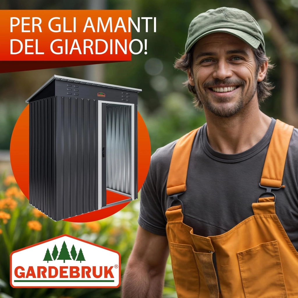 Casetta da Giardino Porta Attrezzi 185x165x90cm 1,5m² con Porta Scorrevole Armadio da Esterno in Metallo