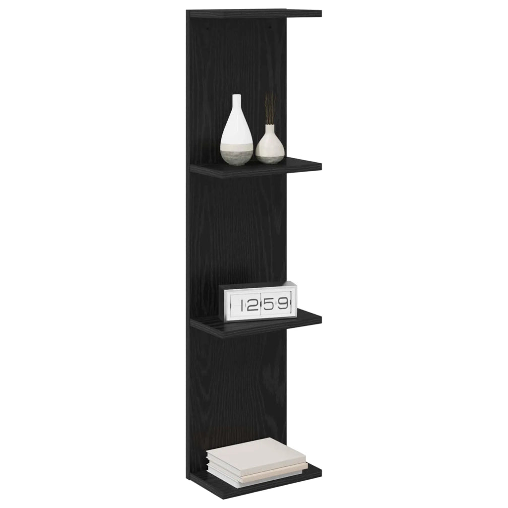 Scaffale da parete 2 pz Rovere Nero 22 x 15 x 100 cm 8012439
