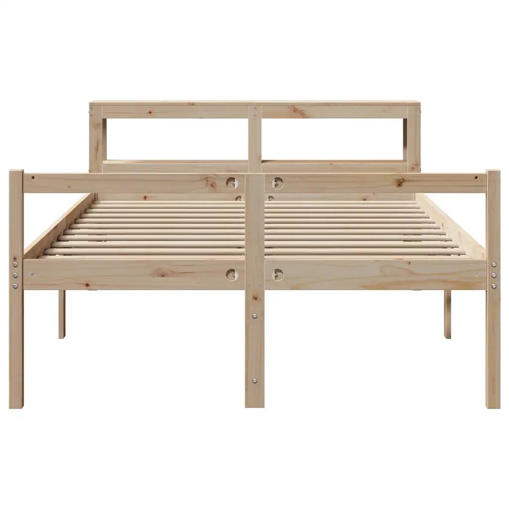 Letto per Anziani con Testiera 140x190 cm Legno Massello Pino