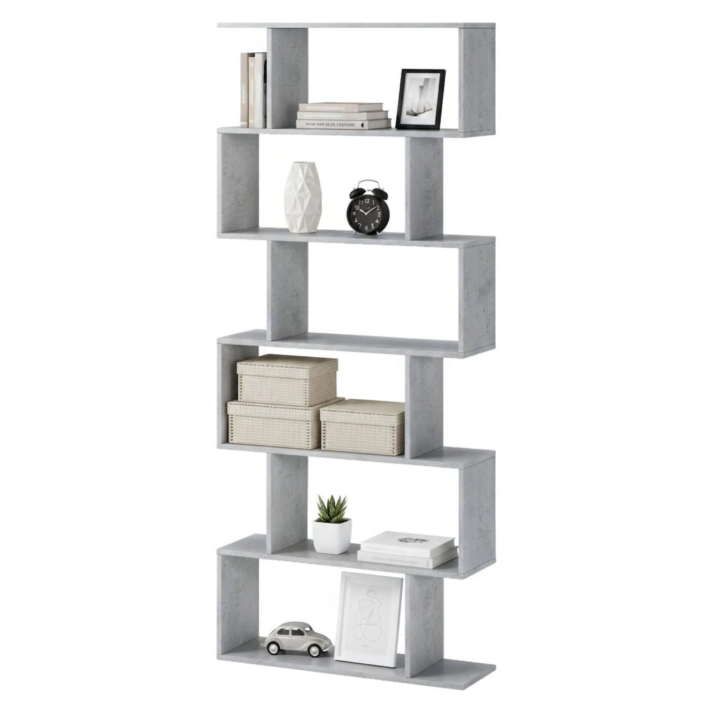 Biblioteca Clisi, Libreria 5 Ripiani, 80x25x191h cm Grigio Cemento