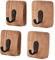 Supporto di appendiabiti in legno di Acacia - 4 pezzi - Ganci decorativi per abbigliamento e accessori
