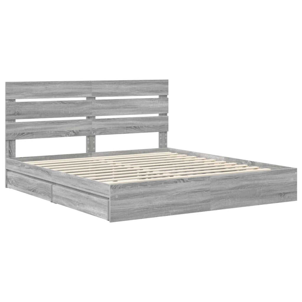 Letto con Contenitore con testiera Grigio Sonoma 200 x 200 cm