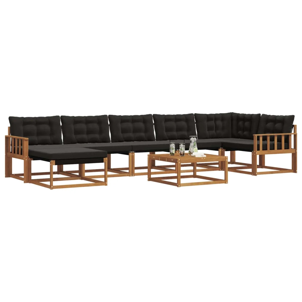 Set di divani da esterno con cuscino 22 pcs Naturale e Nero