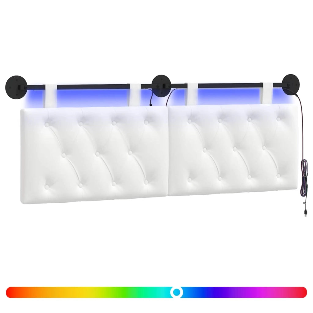Testiera sospesa Con luce LED Bianco Tessuto